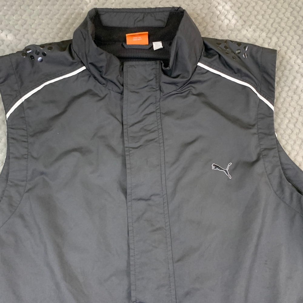 Puma SportLifestyle Mens XL Black Windbreaker Vest Full Zip Running Training - Picture 2 of 7